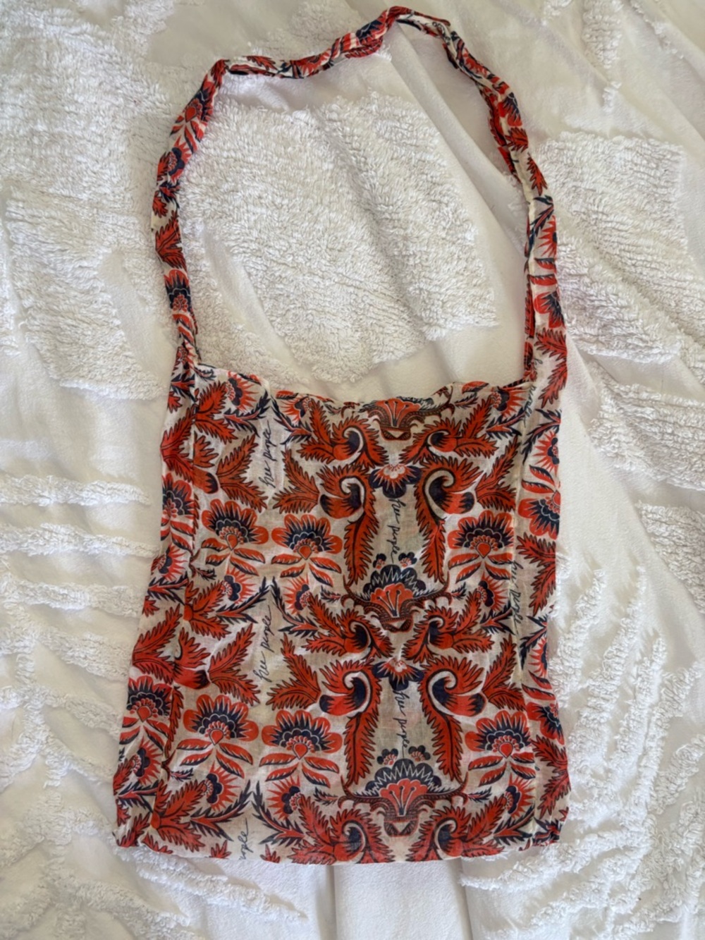 Free People Orange & Navy Floral Tote